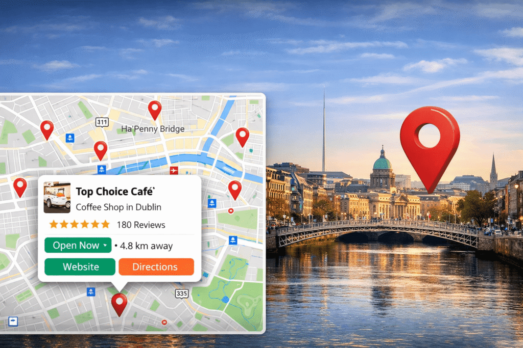 Example of local SEO results in Dublin with Google Maps rankings